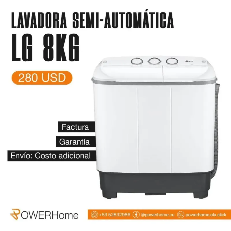 Lavadora semiautomática LG de 8kg 