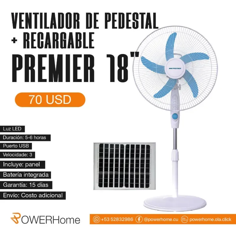 Ventilador recargable de pedestal PREMIER de 18"