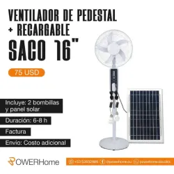 Ventilador recargable de pedestal SACO de 16"