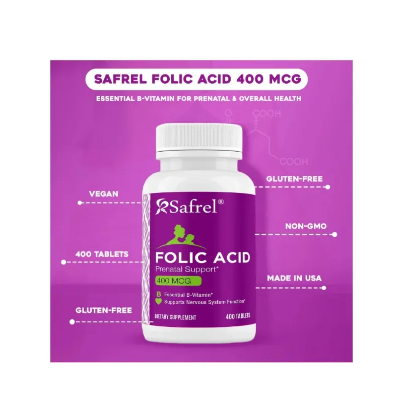 Acido Folico  400 mcg - Vitamin B9 , 400 Tabletas 