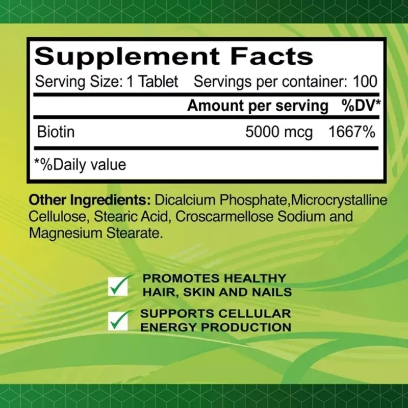 Biotin Alfa Vitamins 100 TAB 5000 Mcg