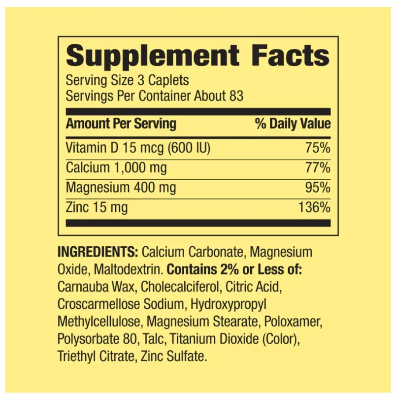 Calcium +Magnesio+Zing 250 Tabletas