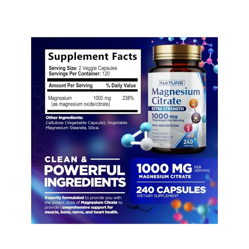 Citrato de Magnesio de 240 Tabletas de 1000mg 