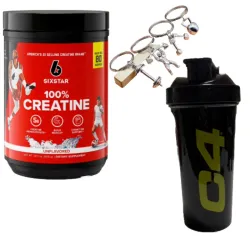 Creatina SixStar 80Serv+Shaker C4 750ml+LLavero de GYM