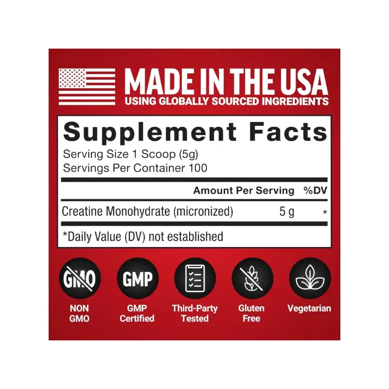 Force Factor Creatina Monohydratada Micronizada 500 g, 100 Servicios