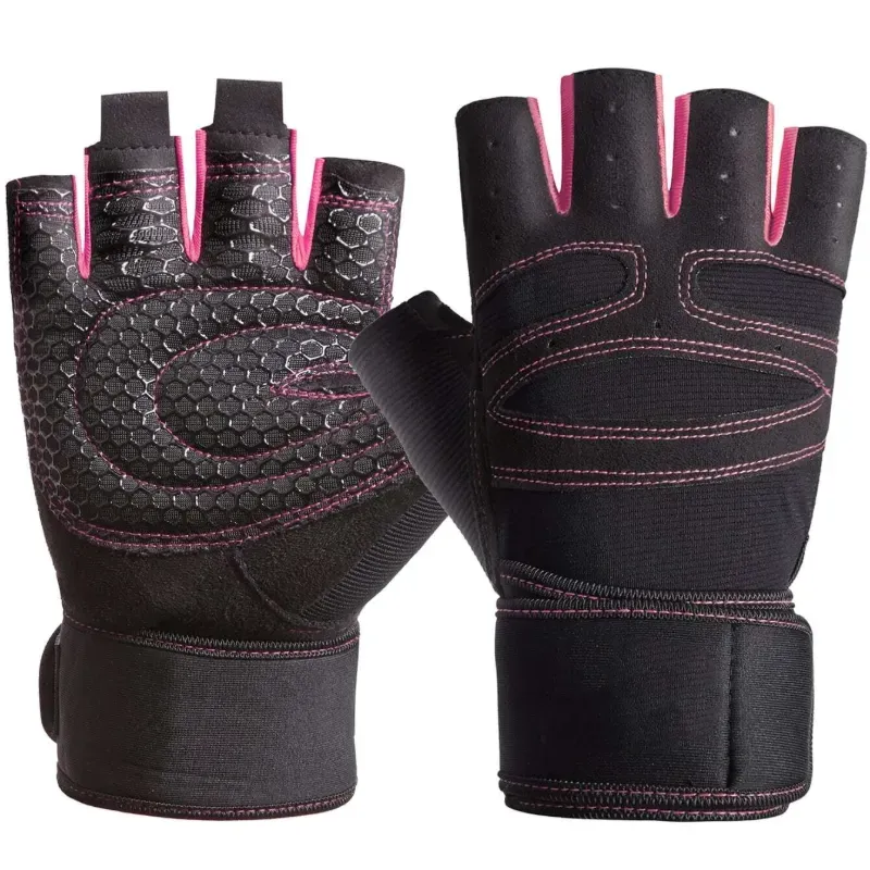 Guantillas de Miujer con Filo Rosado+ Proteccion de Muñequera TALLA L 