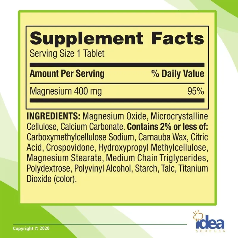 Magnesium 400mg Extra fuerza 250 Tabletas 