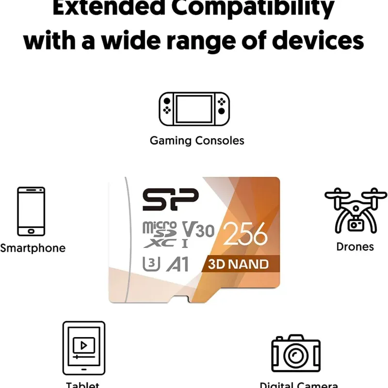 Microsd 256 GB SDXC 4K 100mb/s Silicon Power 