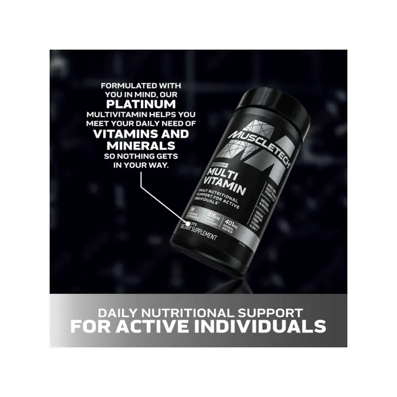 MuscleTech Platinum Multivitamina Para Hombre y Mujer 18 Vitaminas
