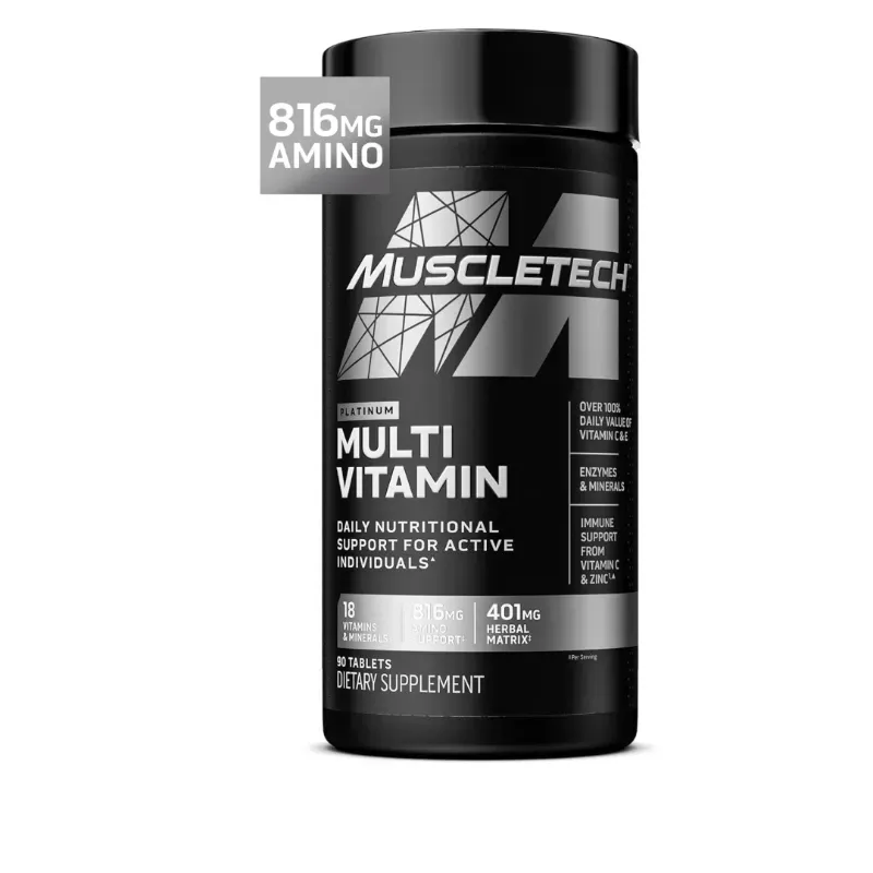 MuscleTech Platinum Multivitamina Para Hombre y Mujer 18 Vitaminas