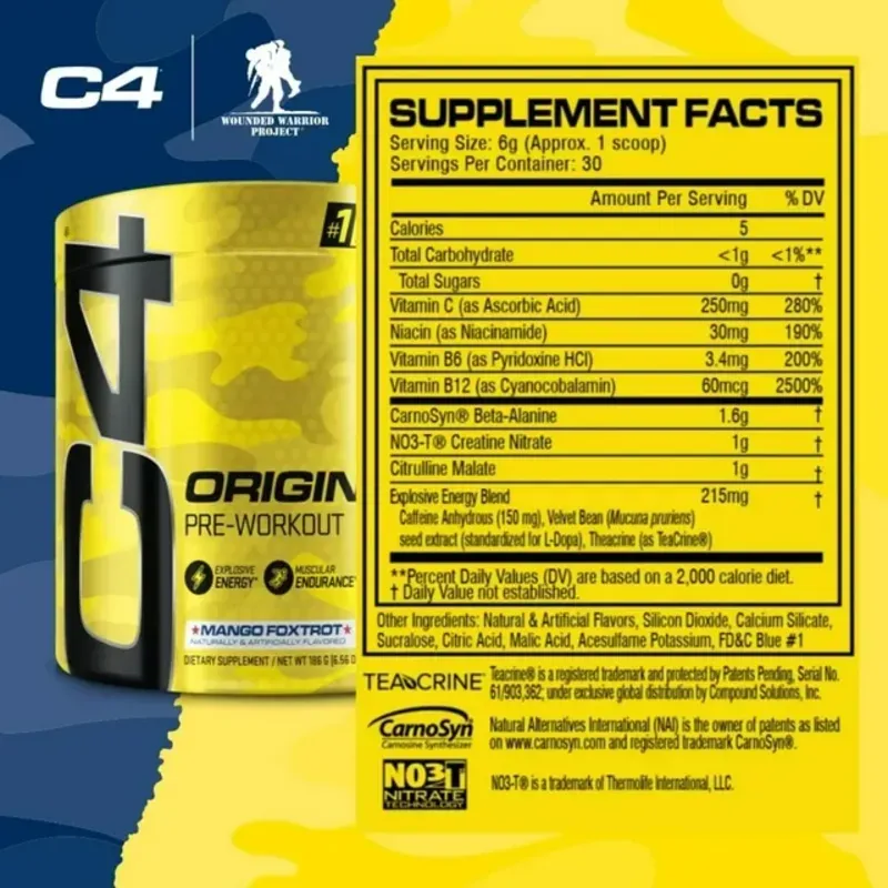 Pre Entreno C4 Original 30 Servicios/ Sabor Mango