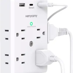 Protector de Corriente 8 Puertos de Corriente 1 USB+2 USB Tipo C 