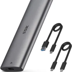 SSK Adaptador M.2 NVMe/SATA – USB‑C 3.2 Gen 2 (10Gbps)