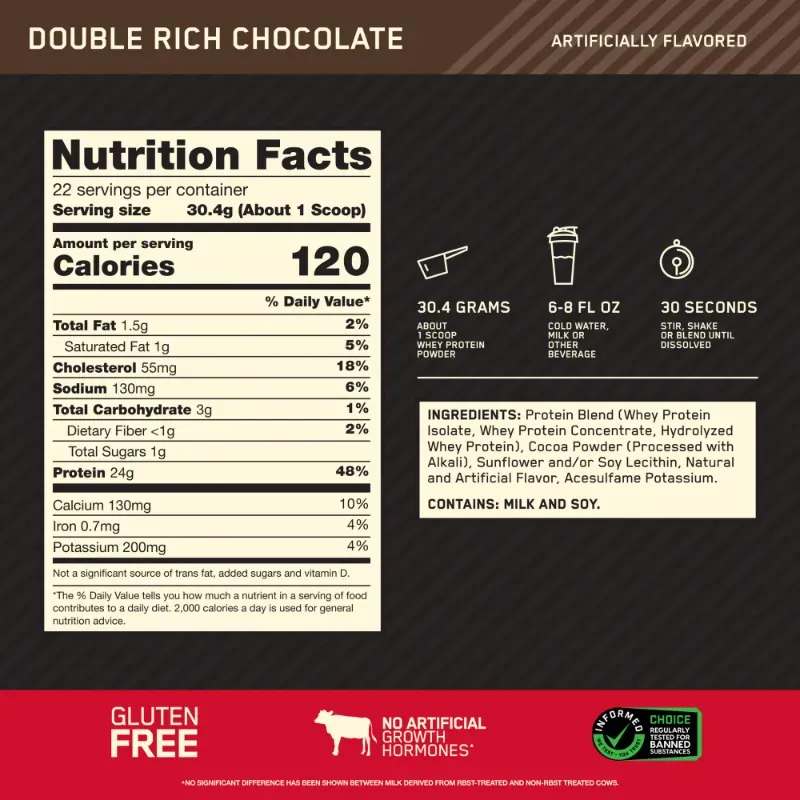 Whey Optimum Nutrition 22 Servcios