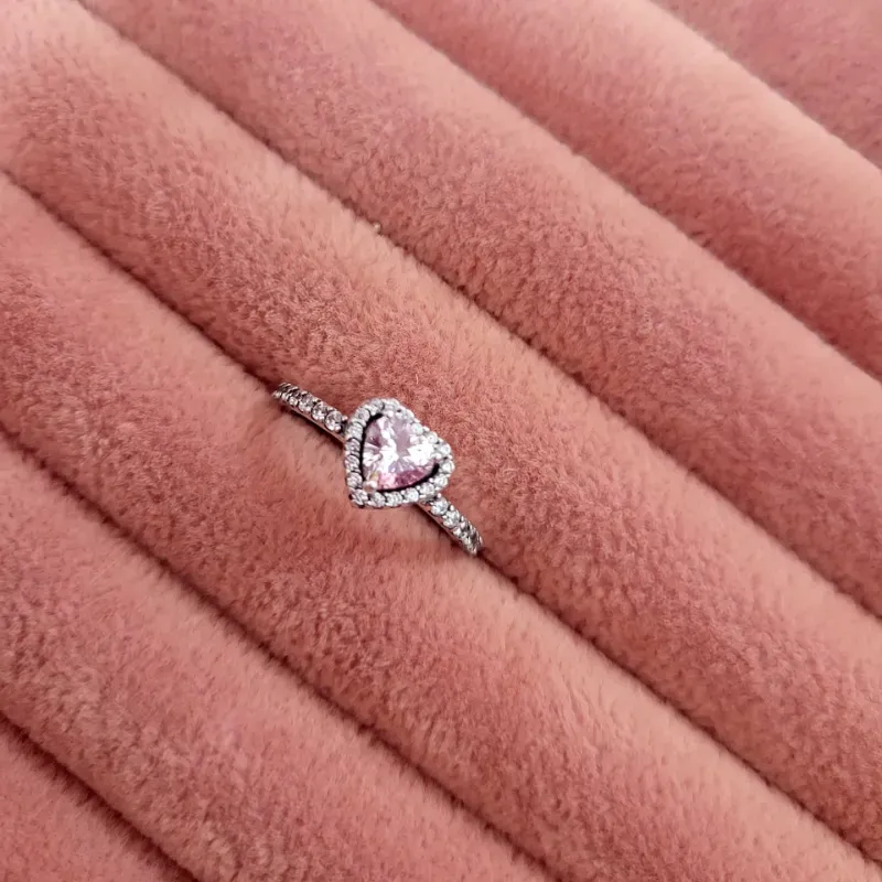 Anillo Corazón Rosa Elevado