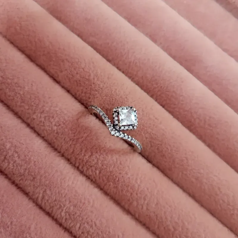 Anillo de Espiga Brillo Cuadrado