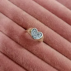 Anillo de sello con Pavé de corazón radiante 