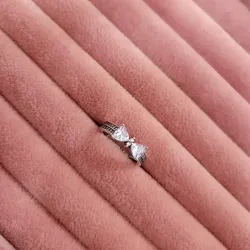 Anillo Doble Banda Lazo Brillante 