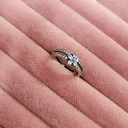 Anillo Doble Copo de Nieve Brillante