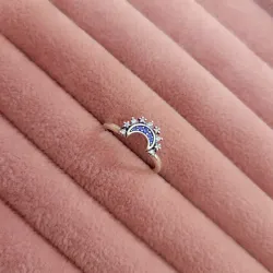 Anillo luna azul brillante celestial 