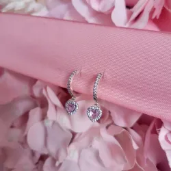 Aretes de Aro Corazón Halo Brillante
