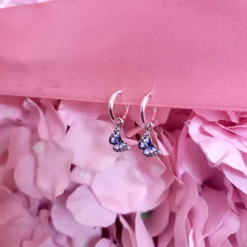 Aretes de Aro Mariposa Azul 