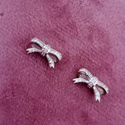 Aretes de Botón Lazo Pequeño Brillante 