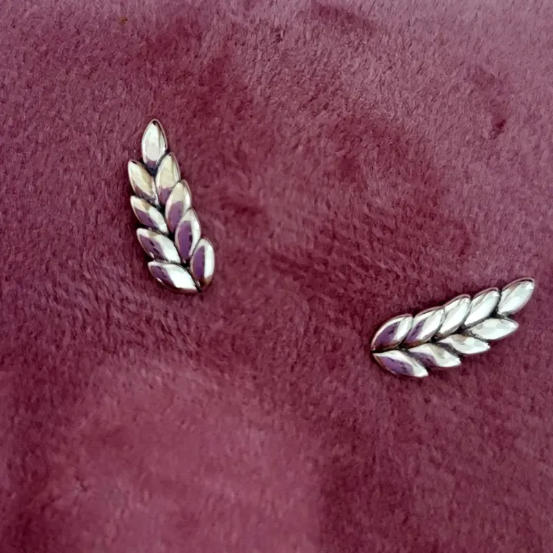 Aretes de botón hojitas