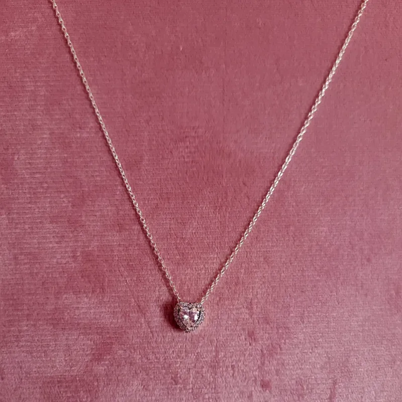 Cadena Corazón Elevado Rosado 