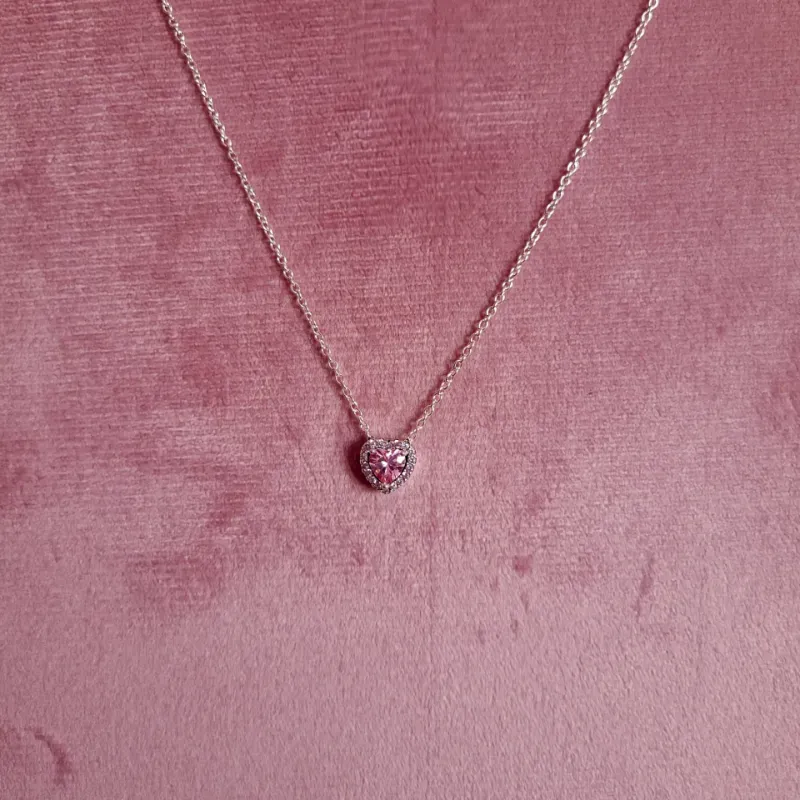Cadena corazón elevado rosado