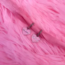 Charm Colgante Divisible Madre e Hija Corazón Rosa