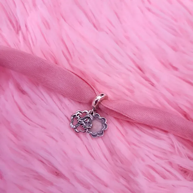 Charm Colgante Doble Trébol de Cuatro Hojas de la Amistad