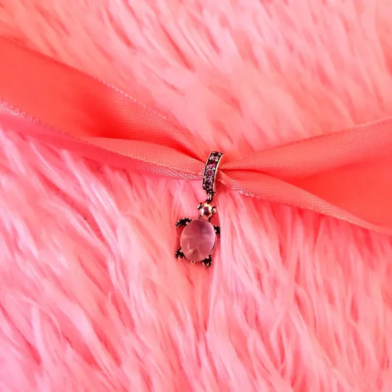 Charm Colgante Tortuga Marina de Cristal de Murano Rosa
