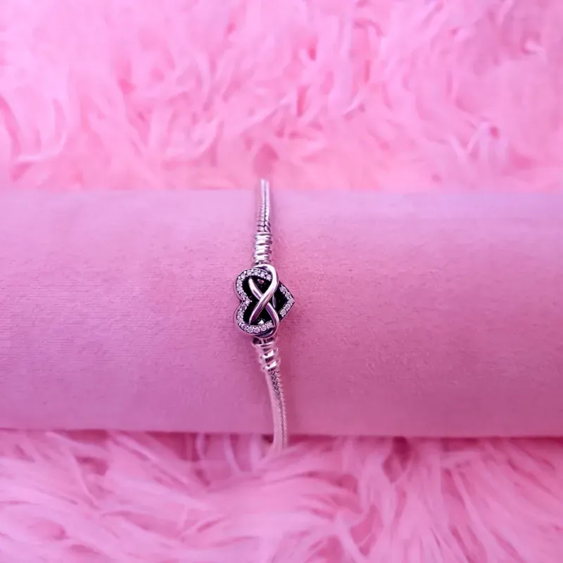 Pulsera Pandora con cierre de corazón infinito brillante