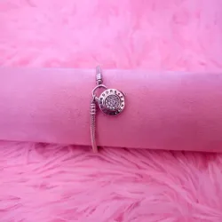 Pulsera Pandora de circonita cúbica con cierre de candado liso
