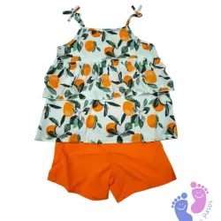 Conjunto de Blusa y Short con naranjas