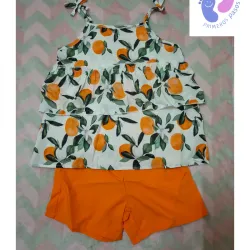 Conjunto de Blusa y Short con naranjas