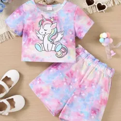 Conjunto de blusa y short unicornio