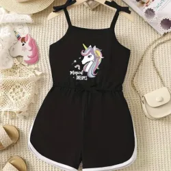Monoshort negro con unicornio