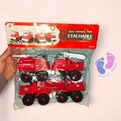 Set de 4 carros rojo construcción