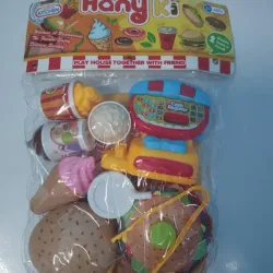 Set de comida rápida con caja registradora