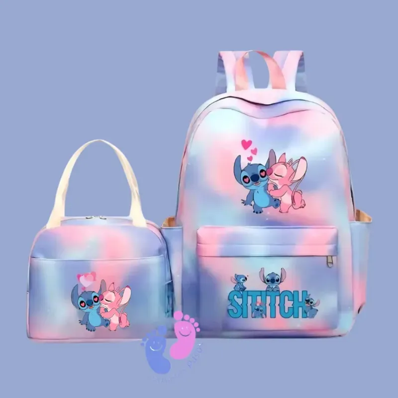 Set de mochila y merendero temática Stitch