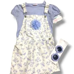Set overol con gafas blanco y azul