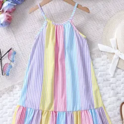 Vestido arcoiris con volantes