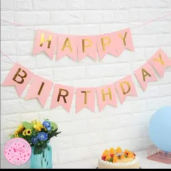 Letrero Happy Birthday rosado