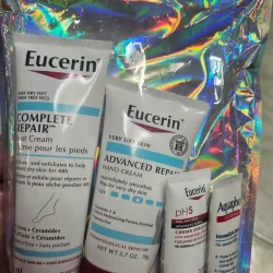 Combo Eucerin, crema para manos y pies y mini loción corporal hidratante