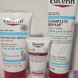 Combo Eucerin, crema para manos y pies y mini loción corporal hidratante