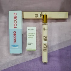 Sérum Centella Asiática, protector solar y perfume de bolsillo