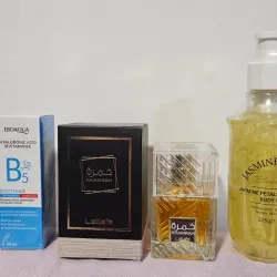 Sérum,  perfume y gel para ducha