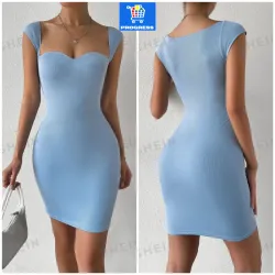Vestido Canalé Liso Casual Talla S